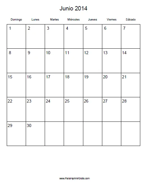 Calendario Junio 2014 - Para Imprimir Gratis - ParaImprimirGratis.com
