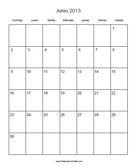 Calendario Junio 2013 - Para Imprimir Gratis - ParaImprimirGratis.com