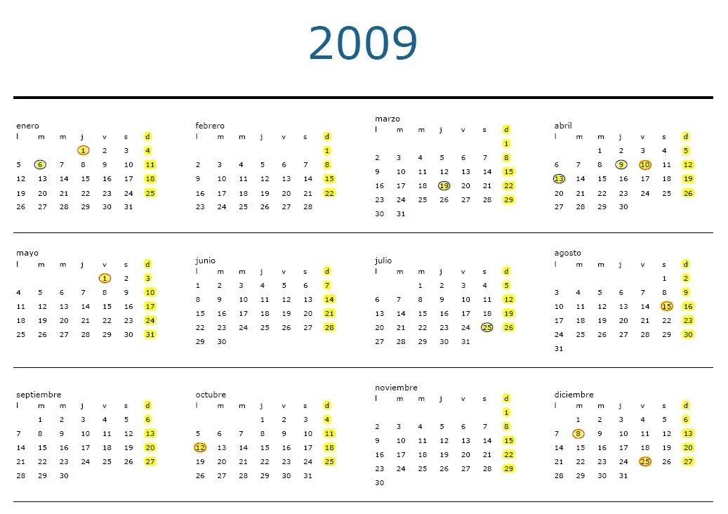 Calendario laboral 2009 Calendario laboral 2009