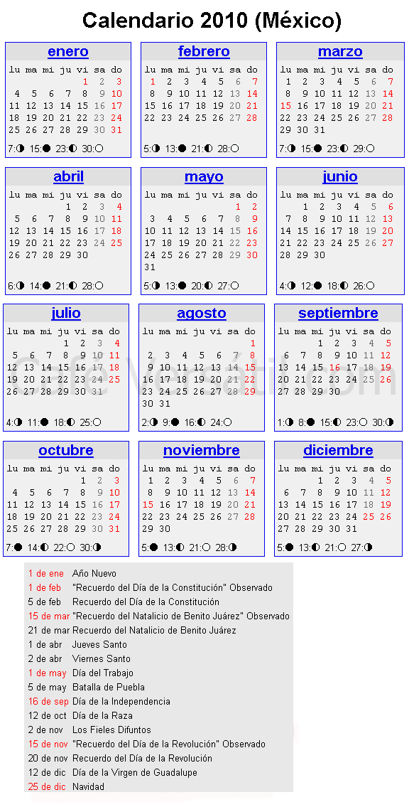 Calendario laboral 2010 - La Economia