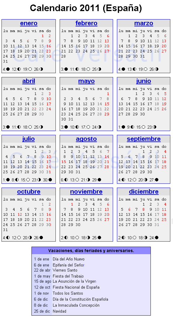 Calendario Laboral 2011
