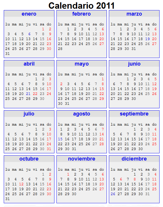 Calendario Laboral 2011