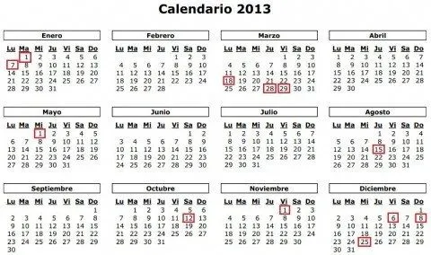 Calendario laboral 2013 - deFinanzas