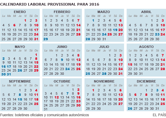 El calendario laboral de 2016 tiene ocho días festivos en toda ... El calendario laboral de 2016 tiene ocho días festivos en toda ...