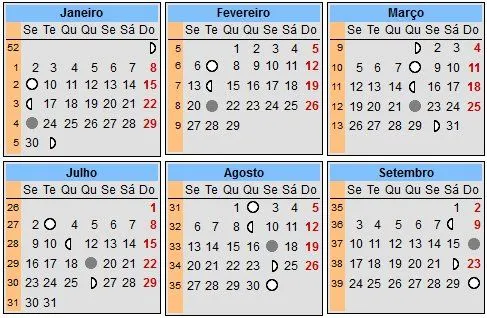 Calendário Lunar 2012