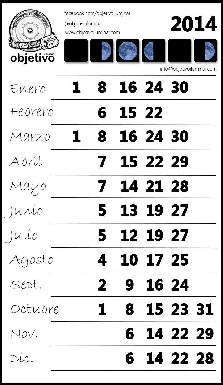 Calendario lunar | Objetivo Iluminar