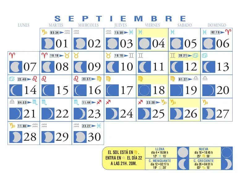 Calendario Lunar: Septiembre de 2009 Calendario Lunar: Septiembre de 2009