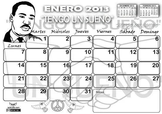 Calendario de Martin Luther King para colorear | Manualidades ... Calendario de Martin Luther King para colorear | Manualidades ...