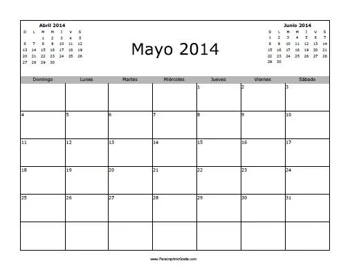 Calendario Mayo 2014 en Blanco - Para Imprimir Gratis ... Calendario Mayo 2014 en Blanco - Para Imprimir Gratis ...