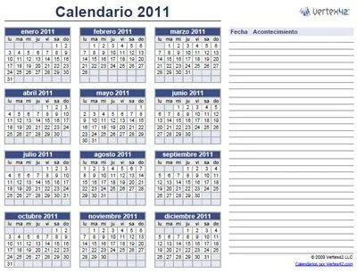 Calendario Mensual 2011 (Cada mes en una hoja) Calendario Mensual 2011 (Cada mes en una hoja)