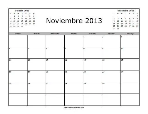 Calendario Noviembre 2013 en Blanco - Para Imprimir Gratis ... Calendario Noviembre 2013 en Blanco - Para Imprimir Gratis ...