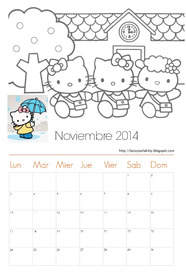 Calendario Noviembre 2014 Hello Kitty : Locos por Hello Kitty Calendario Noviembre 2014 Hello Kitty : Locos por Hello Kitty