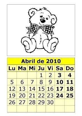 Calendario de ositos para colorear de 2010 (2ª parte ... Calendario de ositos para colorear de 2010 (2ª parte ...
