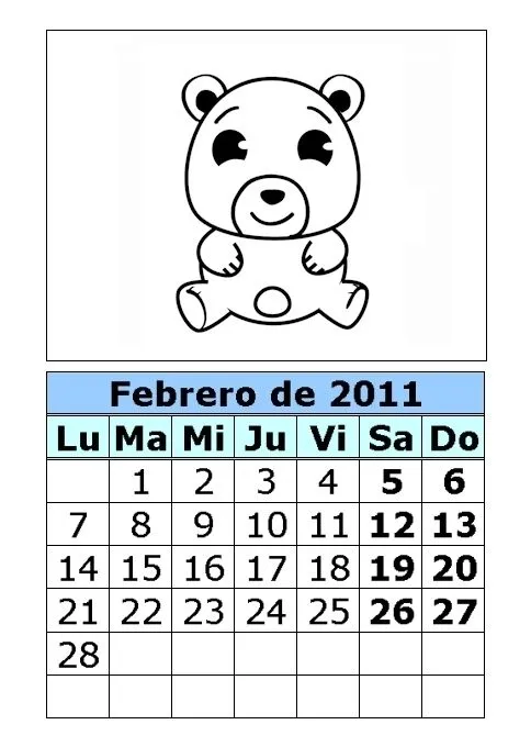 ... de ositos para colorear de 2011 (1ª parte) : Calendarios para ... de ositos para colorear de 2011 (1ª parte) : Calendarios para