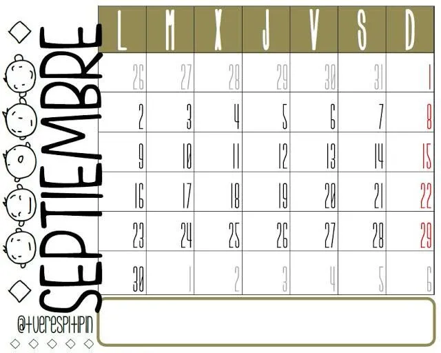 Calendario septiembre 2013 {listo para imprimir} - Paperblog