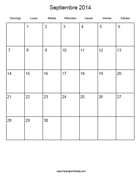 Calendario Septiembre 2014 - Para Imprimir Gratis ... Calendario Septiembre 2014 - Para Imprimir Gratis ...