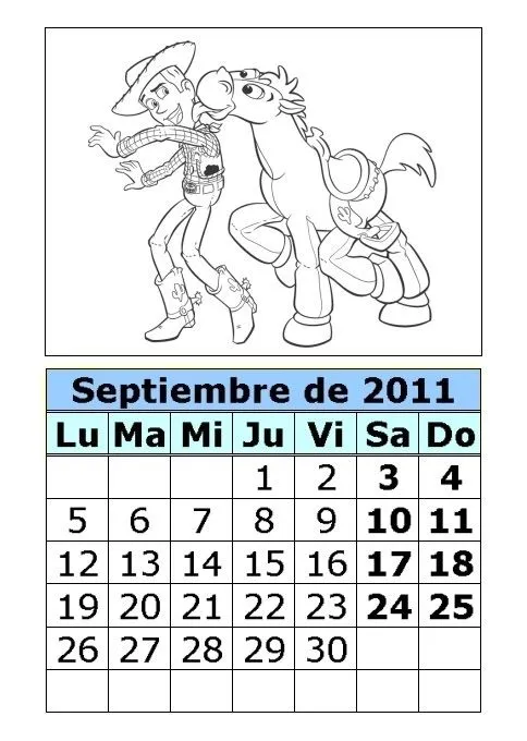 Calendario de septiembre para pintar - Imagui Calendario de septiembre para pintar - Imagui