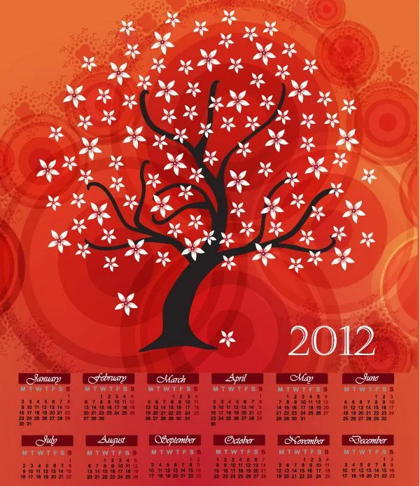 Calendarios 2012 vectorizados para imprimir - PuertoPixel.com Calendarios 2012 vectorizados para imprimir - PuertoPixel.com