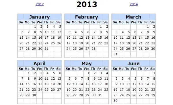 Calendarios del 2013 para imprimir