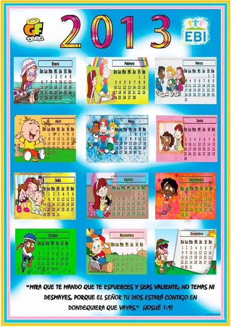 Calendarios 2013 para imprimir Amiguitos de la fe | EBI Honduras