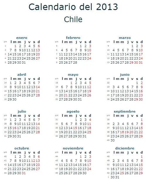 CALENDARIO CON FERIADOS LEGALES 2013 - Imagui