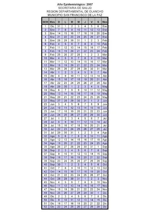 CALENDARIOS EPIDEMIOLOGICOS 2006-