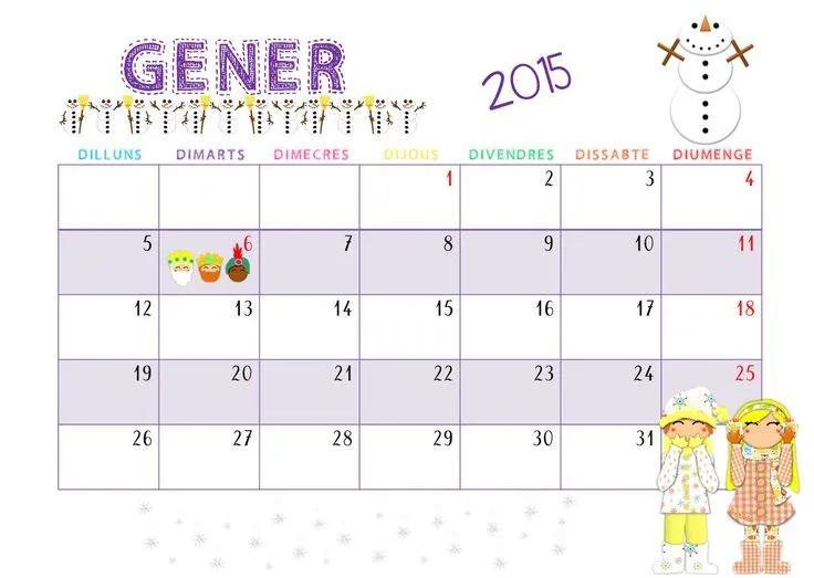 Calendaris de gener, febrer i març de 2015. | Idees i recursos ... Calendaris de gener, febrer i març de 2015. | Idees i recursos ...