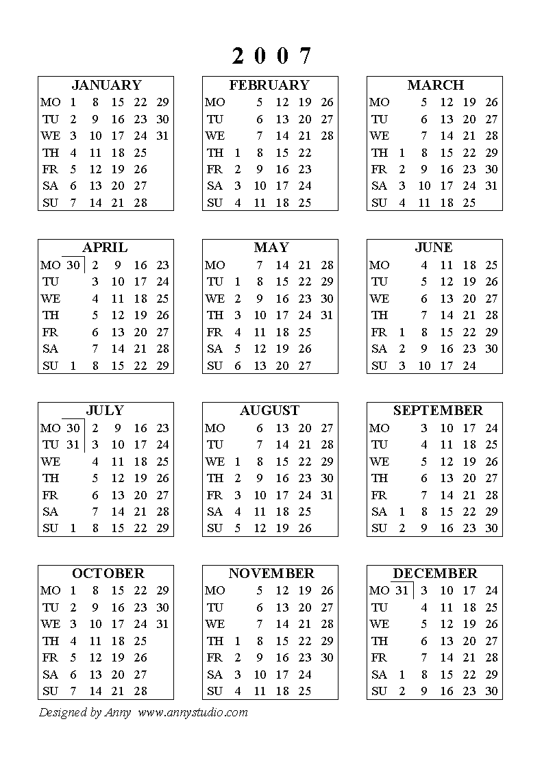 Calendars 2015, 2016 and 2017 - free printable PDF templates