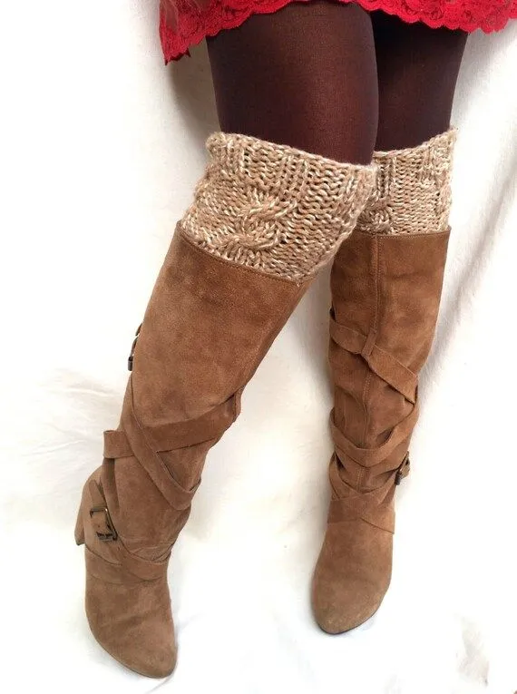 Calentadores de lana cubre botas de punto lana cámel por EstherTg Calentadores de lana cubre botas de punto lana cámel por EstherTg