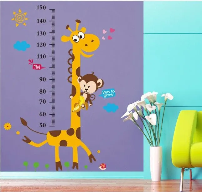 Buena calidad linda jirafa altura medida etiqueta de la pared para ... Buena calidad linda jirafa altura medida etiqueta de la pared para ...