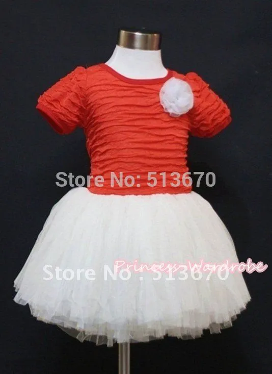 Caliente rojo y blanco con rosa blanca de papel Crepe vestido de ... Caliente rojo y blanco con rosa blanca de papel Crepe vestido de ...