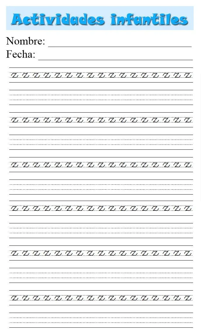CALIGRAFIA PARA IMPRIMIR : LETRA Z : ACTIVIDADES PARA NIÑOS