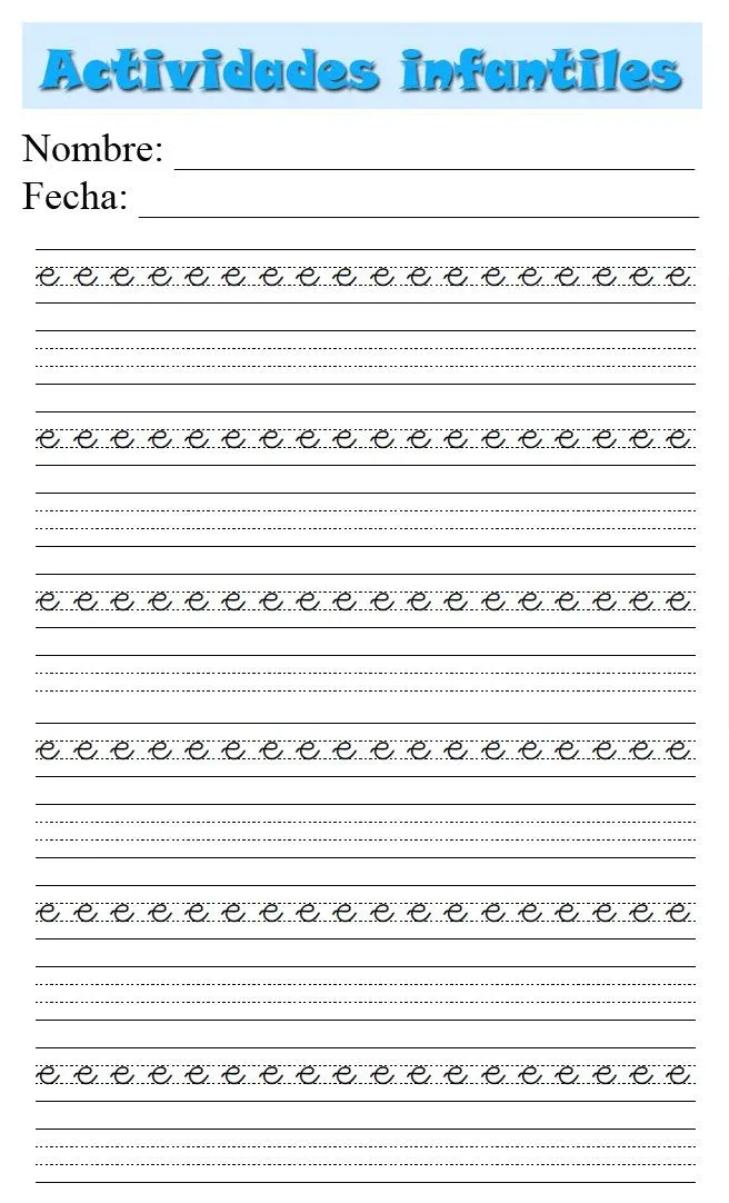 CALIGRAFIA PARA IMPRIMIR LETRA E : ACTIVIDADES PARA NIÑOS