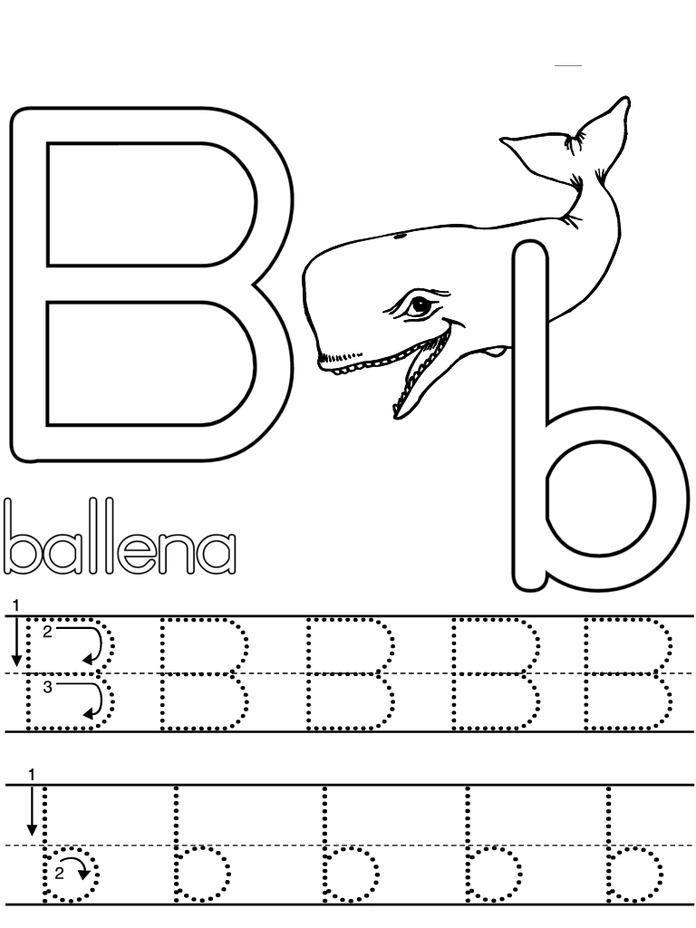 Caligrafía letra b - la ballena : FICHAS PARA NIÑOS Caligrafía letra b - la ballena : FICHAS PARA NIÑOS