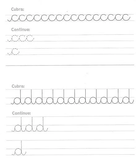 Fichas de caligrafía para imprimir