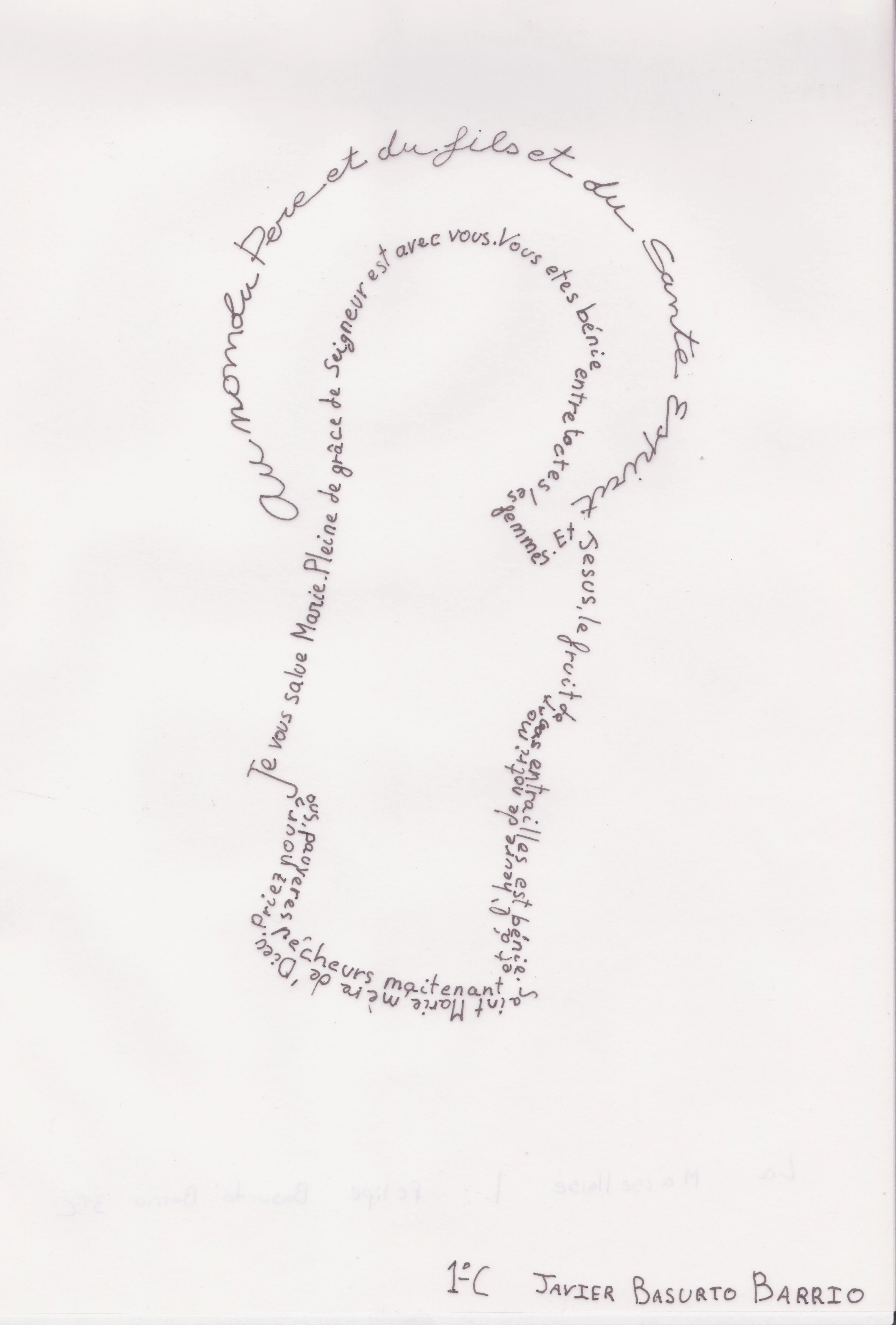 CALIGRAMA DE JAVIER BASURTO (Ave María en francés) – Biblioteca Jesuitas  Burgos