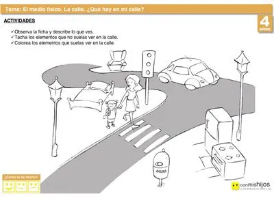 Qué hay en una calle. Ficha del medio físico para niños Qué hay en una calle. Ficha del medio físico para niños