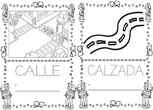 LA CALLE LAMINAS PARA PINTAR Y REPASAR TRAZOS