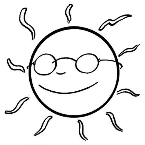 Dibujo para imprimir y colorear de sol con gafas - Dibujos para ...