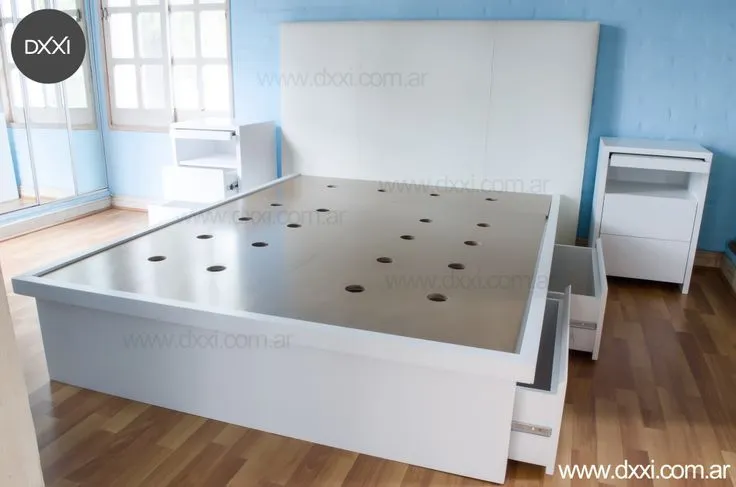 Cama con cajones. 4 cajones con guías telescópicas. MDF laqueado ... Cama con cajones. 4 cajones con guías telescópicas. MDF laqueado ...