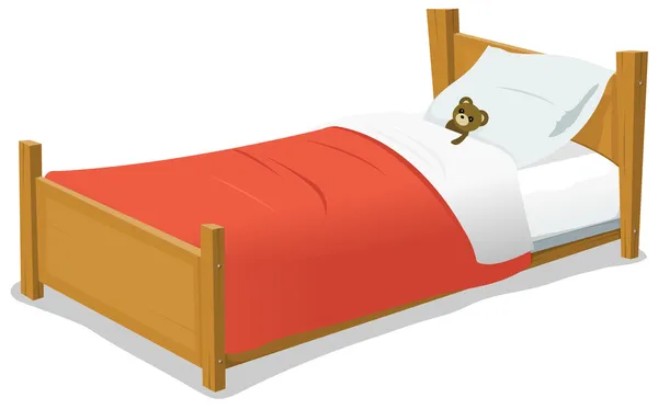 Cama de dibujos animados con oso de peluche — Vector stock ... Cama de dibujos animados con oso de peluche — Vector stock ...