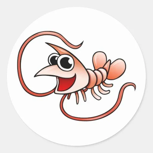 Camarón del dibujo animado pegatina redonda | Zazzle Camarón del dibujo animado pegatina redonda | Zazzle