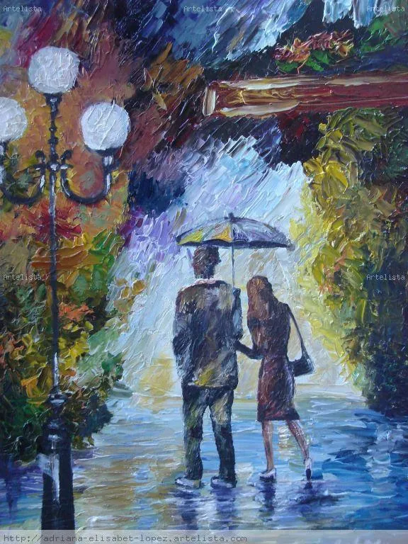 caminando bajo la lluvia Adriana Elisabet Lòpez - Artelista.com