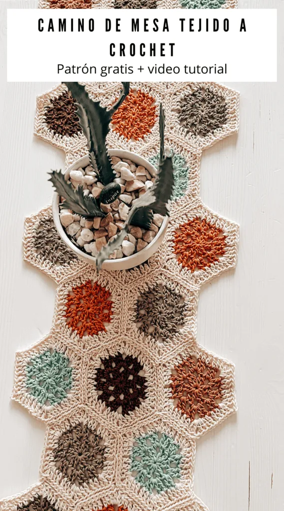 Camino de mesa hecho con hexagonos a Crochet Camino de mesa hecho con hexagonos a Crochet