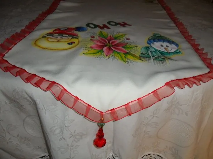 Camino de Mesa navideño pintado a mano tecnica Country | muñecos ... Camino de Mesa navideño pintado a mano tecnica Country | muñecos ...