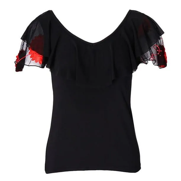 Camisa latina de salón de baile para mujer Blusa de baile de swing Tops  Vestidos de baile SG jinwen Tops de baile latino | Walmart en línea