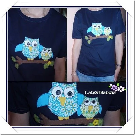 Camiseta Patchwork Buhos | Laborlilandia "Aplicaciones ... Camiseta Patchwork Buhos | Laborlilandia "Aplicaciones ...