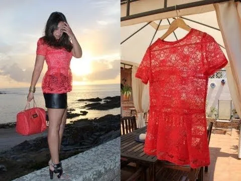 Como hacer una camiseta roja encaje con peplum estilo Olivia ... Como hacer una camiseta roja encaje con peplum estilo Olivia ...