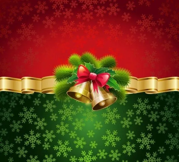Campanas de Navidad en fondo rojo y verde | Descargar Vectores gratis