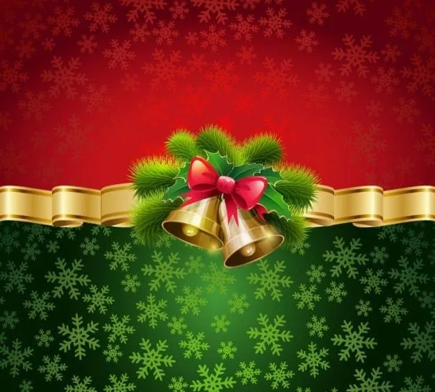 Campanas de Navidad en fondo rojo y verde | Descargar Vectores gratis Campanas de Navidad en fondo rojo y verde | Descargar Vectores gratis